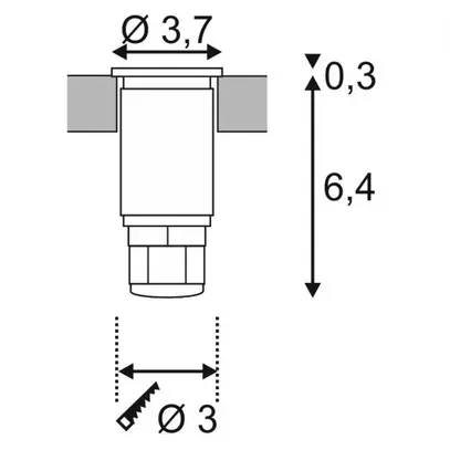 Luminaire de sol LED INC DASAR MINI 12/24VDC 2W 120lm 3000K rond IP67 acier fin 