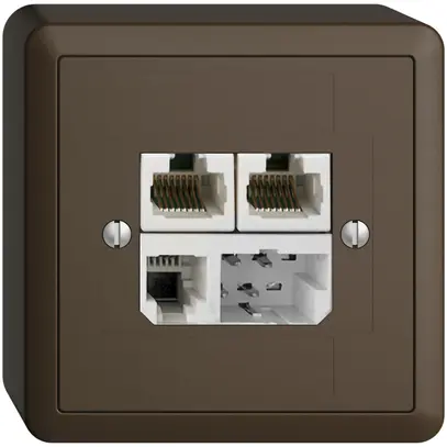Prise AP T+T/2×RJ45/RJ11/u ADSL ITplus EDIZIOdue coffee 