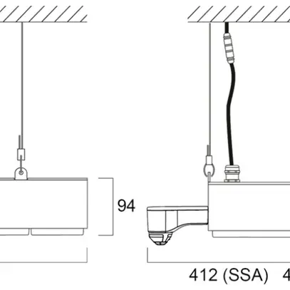 Projecteur salle LED Sylvania KubiXx AISLE PIR 110W 19700lm 840 IP65 VAR 440×370 