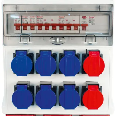 Distributeur de courant Steffen 32A 6×T23 2×T25 1×CEE16 1×CEE32 avec FI IP44 