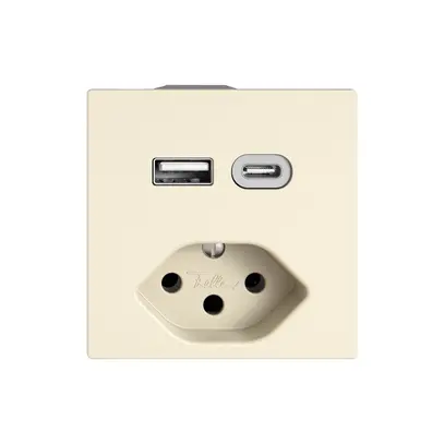 Prise de charge USB EDIZIO.liv SNAPFIX® USB A+C/T13 3A 230VAC cr 