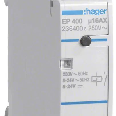 Teleruttore Hager 1UM 230VAC 8…24VDC 1500W 0 apertura 1 chiusura 0 invertitore 