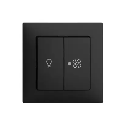 Interr. per luce e ventilazione EDIZIOdue nero LED giallo 