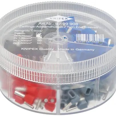 Assortimento capicorda KNIPEX con 200×capicorda Twin isolati 