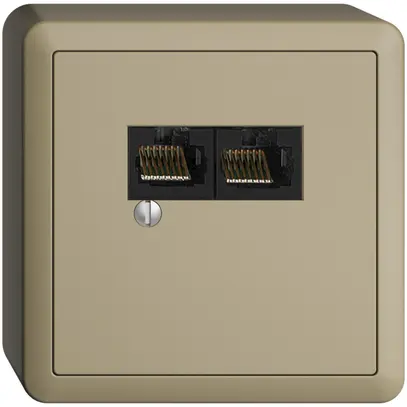 Scatola AP 2×RJ45/u 4P sep. EDIZIOdue R&M swissline sand 