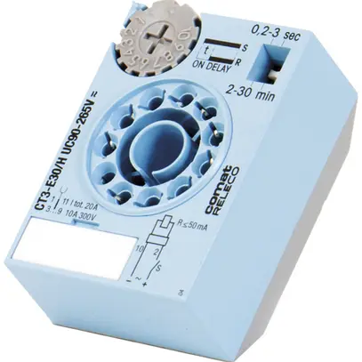 Cube temporisé ComatReleco CT3-A30/L, retardé au déclen. 200ms…30min 20…65VUC 