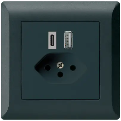 Prise de charge USB ENC kallysto.line 18W PD 1×type A 1×type C T13 noir 