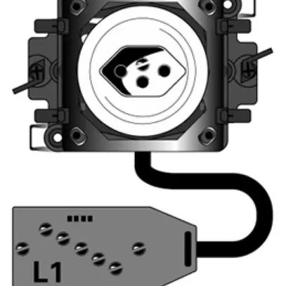 Prise INC basico 1×type 13 sur L1 avec boîte G3 et adaptateur Technofil blanc 