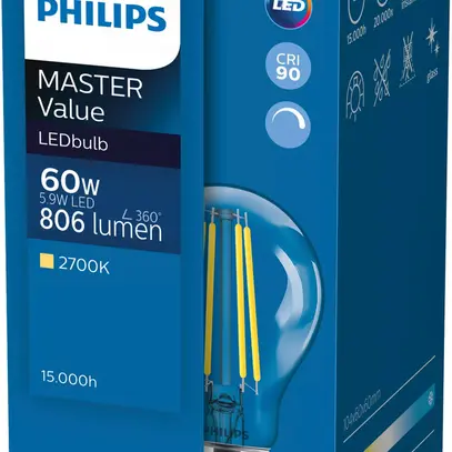 Lampada LED MASTER Value LEDbulb D E27 A60 5.9…60W 927 806lm, chiaro 