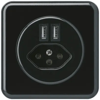 Prise ENC 2×USB & type 13 basico C 2400mA noir 