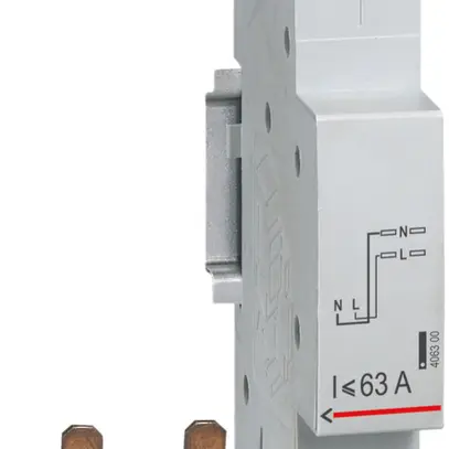 Elemento di raccordo Legrand DX3, per alimentazione dall'alto, 2P (1P+N) 63A 1UM 
