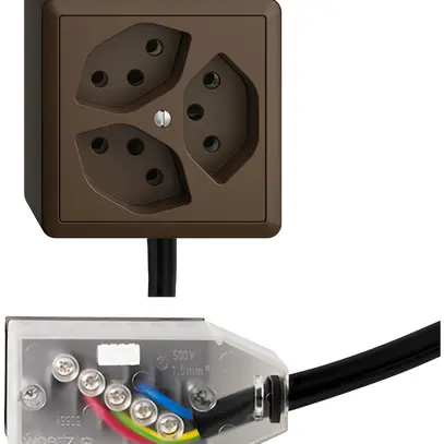 Prise AP EDIZIOdue 3×T13 L2 Snap coffee pour câble Technofil 