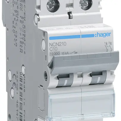 Disgiuntore Hager MCB 2P 415V tipo C 10A Icn 10kA Icu 15 kA 2UM 
