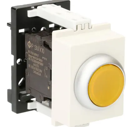 Poussoir lumineux AMD K&N, 24VAC/DC, 1F 6A, 2UM, calotte jaune 