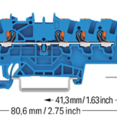 Morsetto di passaggio componibile WAGO TOPJOB S 1.5mm² 24A Push-in 5×1 TH35 bl 
