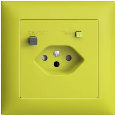 UP-Steckdose EDIZIOdue T13 FI 30mA FMI, shutter, lemon 