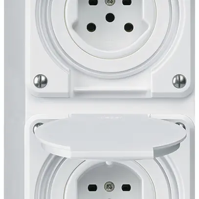 Combi AP 2×1 HA robusto 2×tipo 15 con morsetti a innesto con coperchio bianco 