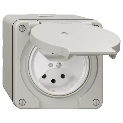 Prise NAP NEVO, 2×T13, IP21, a.LED, gris clair 
