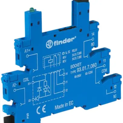 Relaissockel Finder Serie 93 für Relais Serie 34, 6…24VDC Schraubklemmen 