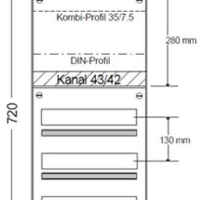 Tableau de distribution AP HAG 3R/48modules 340×720×97mm 