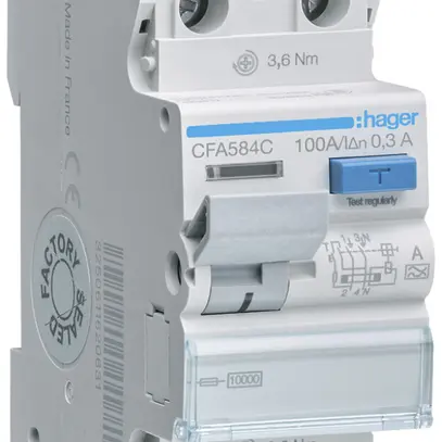 Interruttore differenziale Hager RCCB (RCD) 2P 230V 0.3A tipo A 100A 10kA 2UM 