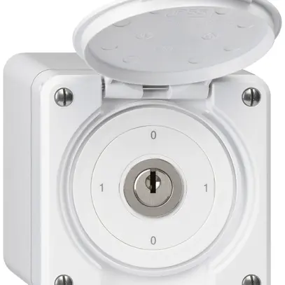 Interrupteur à clé AP robusto IP55 avec clapet S0/3P blanc 