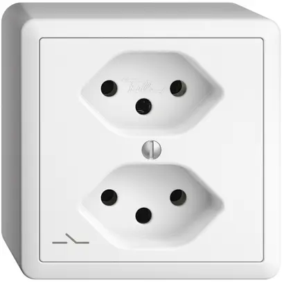 Presa AP EDIZIOdue 2×T13 bianco 1×S con shutter 