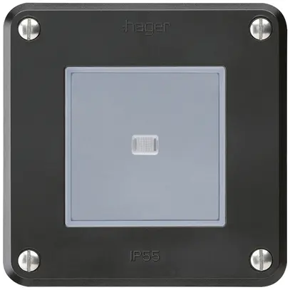 Contatto pulsante INC robusto IP55 nero illuminato 