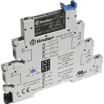 Relè di accoppiamento AMD Finder 38, 1C 6A/24VUC AgNi morsetti a vite 