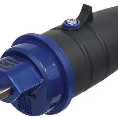 Stecker Steffen T23 IP55 16A 250V, anthrazit/blau 