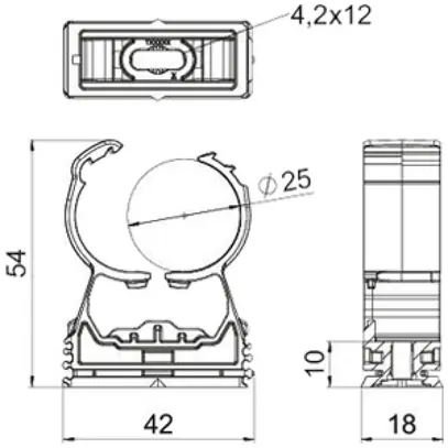 Collier pour tube BET proQuick PQ-25 LGR Ø24…28mm 1 trou à vis PA -15…60°C grc 