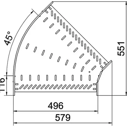 Gomito BET RB 45° 60×500mm acciaio zincato a caldo per immersione 