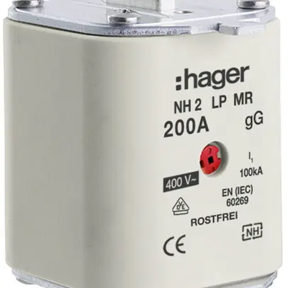Fusibile HPC Hager DIN2 400VAC 200A gG/gL segnalatore centrale inossidabile 