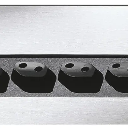 Prise AP Hager prisacucina 4×type 13 FLF noir acier inoxydable 