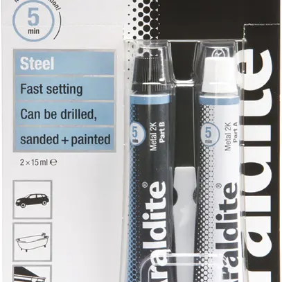 Colle à deux composants Araldite Steel tubes individuels 240s 2×15ml 