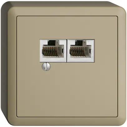 Scatola AP 2×RJ45/s 8P par. EDIZIOdue R&M swissline sand 