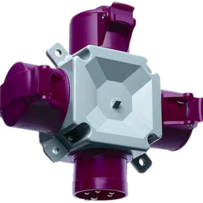 Adapter 3×CEE 3LNPE 16A rot 