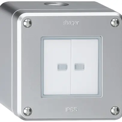 Interruttore AP robusto IP55 schema 3+3 2×illuminato alluminio 