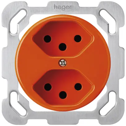 Inserto per presa INC basico 2×tipo 13S con placca di fissaggio arancione 