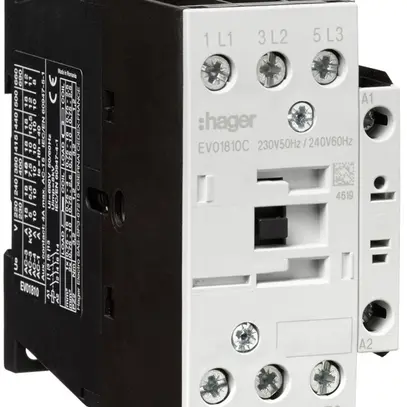 Leistungsschütz Hager 3P+1 Schliesser 18A bei AC-3 Spulenspannung 230VAC 