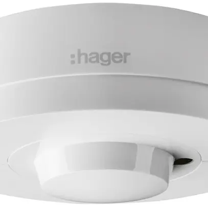 Rilevatore di movimento AP Hager 360° HF contatto chiusura 230V soffitto bianco 