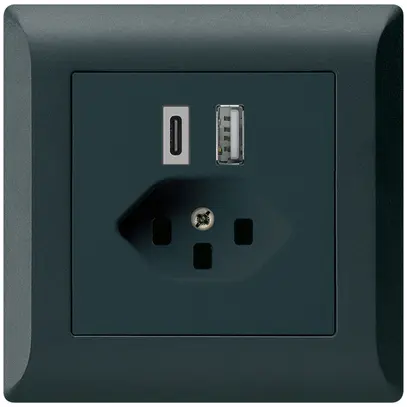 Prise de charge USB ENC kallysto.line 18W PD 1×type A 1×type C T23 noir 