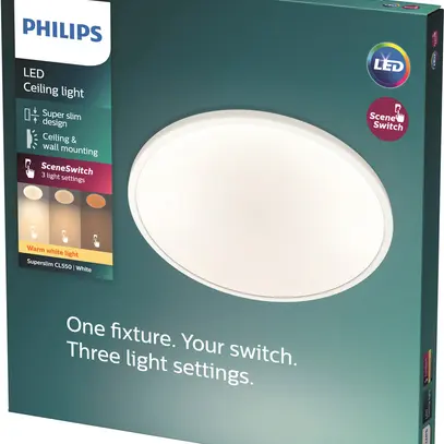 LED-Deckenleuchte Philips SceneSwitch 18W 1500lm 2700K IP20 DIM Ø300mm weiss 