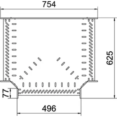 T-Stück BET RT 60×500mm Edelstahl A2 blank 