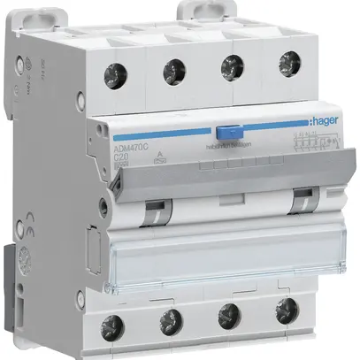 Disgiuntore differenziale Hager RCBO 4P 400V car.C 20A 0.03A tipo A 6kA 4UM 