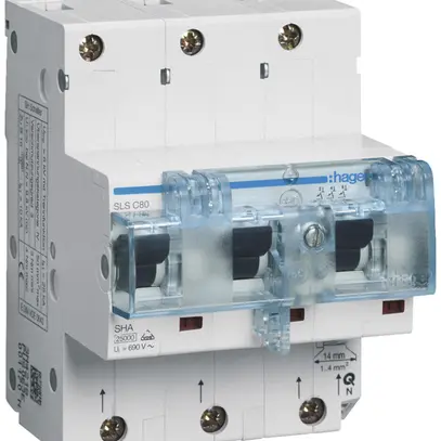 Disjoncteur Hager MCB 3P 230V caractéristique au déclenchement Cs 80A 25kA 2UM 