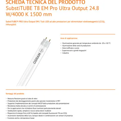 Tube LED LEDVANCE SubstiTUBE EM PRO UO G13 24.8W 4100lm 4000K 1500mm opalin 
