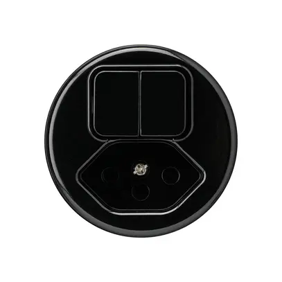 Inserto per combinazione 3+A-R/1L+tipo 13 basico nero con protezione bambini 