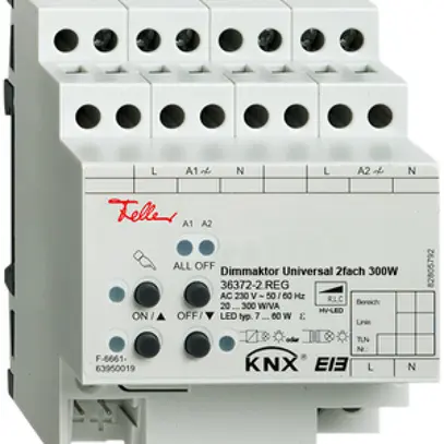 Attuatore-variatore universale AMD KNX FH 36372-2.REG, 2×20…300W 