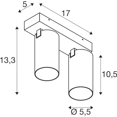 Plafoniera SLV KAMI GU10 2×0…10W 170×125mm bianco/oro 